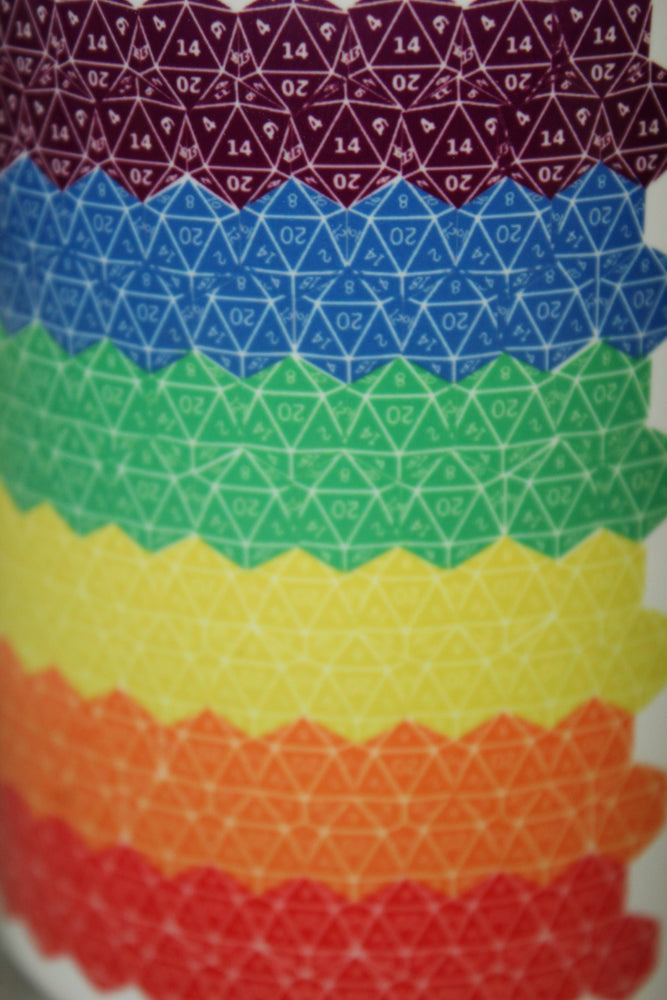 Gay Pride DND D20 Rainbow // 15 Oz. Ceramic Mug: White Handle