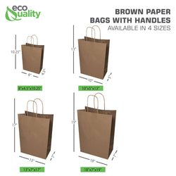 10x5x13 Medium Kraft Paper Gift Bags w/Twine Handles Brown: 250pcs