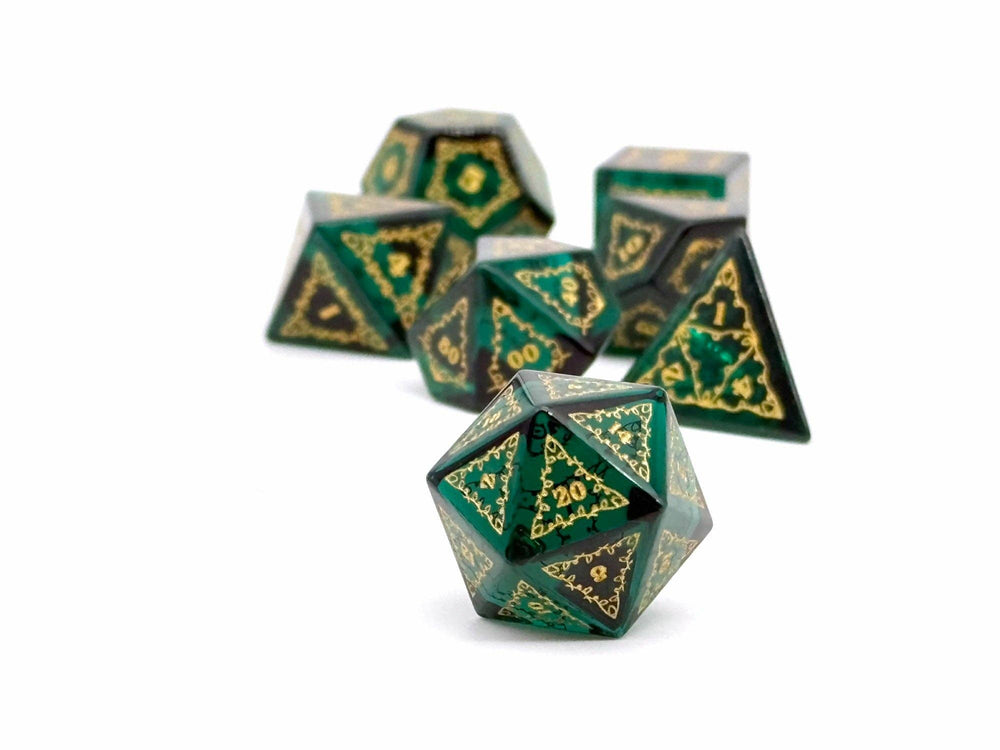 Holiday Orc Mystery Gemstone or Glass Dice Set with Premium Holiday Book Tin: Single