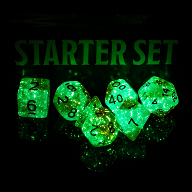 Glow in the Dark Blue Nebula RPG Dice Set