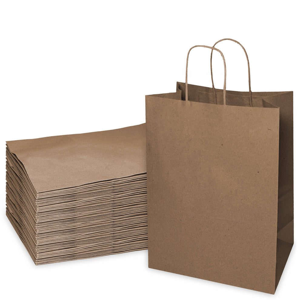 10x5x13 Medium Kraft Paper Gift Bags w/Twine Handles Brown: 250pcs