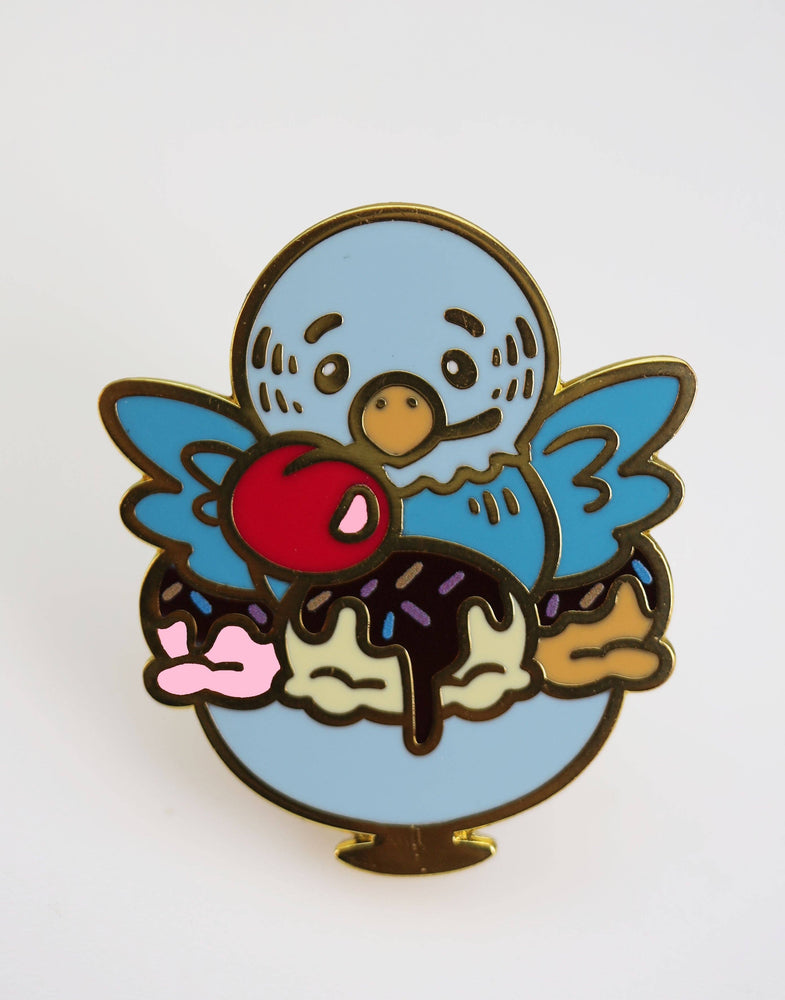 Pastry Pets: Ice Cream Sundae Budgie - Pin & RPG Dice Set