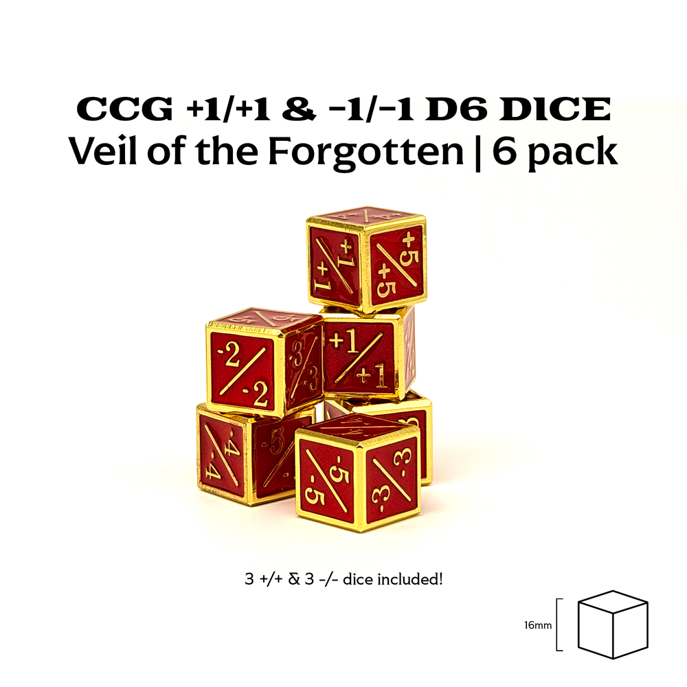+1/+1 & -1/-1 D6 Veil of Forgotten Magic Pack of 6 CCG Metal Dice