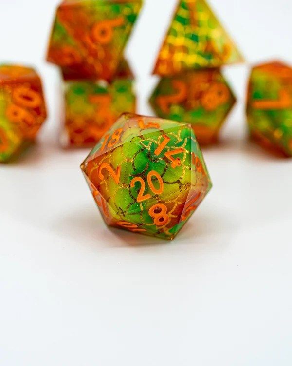 King of Atlantis | Double Cast | 7 Piece Sharp Edge Dice