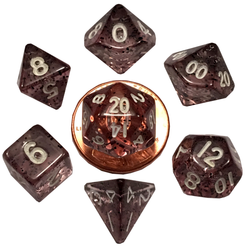 10mm Mini Dice Acrylic Polyhedral Set (24 Options): Glow Blue with Black Numbers