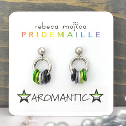 Aromantic Pride Flag - Tiny Chainmaille Earring