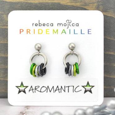 Aromantic Pride Flag - Tiny Chainmaille Earring