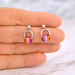 Lesbian Pride - Tiny Hoop Flag Earring