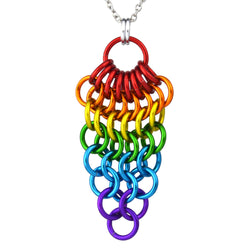 LGBTQ Pride Rainbow - Chainmaille Cluster Pendant: Small (1.75" long)