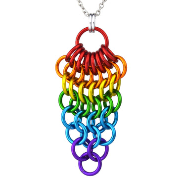 LGBTQ Pride Rainbow - Chainmaille Cluster Pendant: Small (1.75" long)