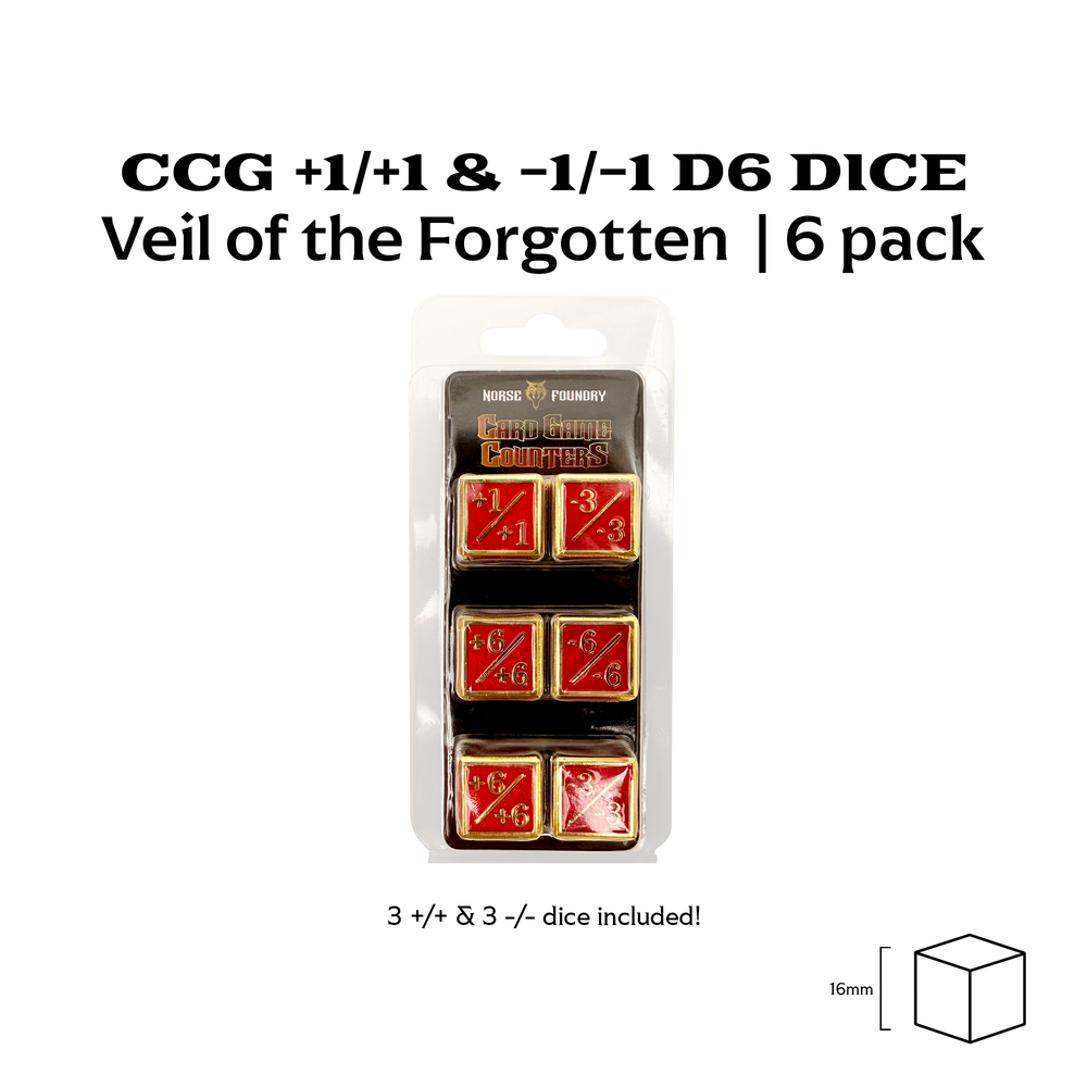 +1/+1 & -1/-1 D6 Veil of Forgotten Magic Pack of 6 CCG Metal Dice