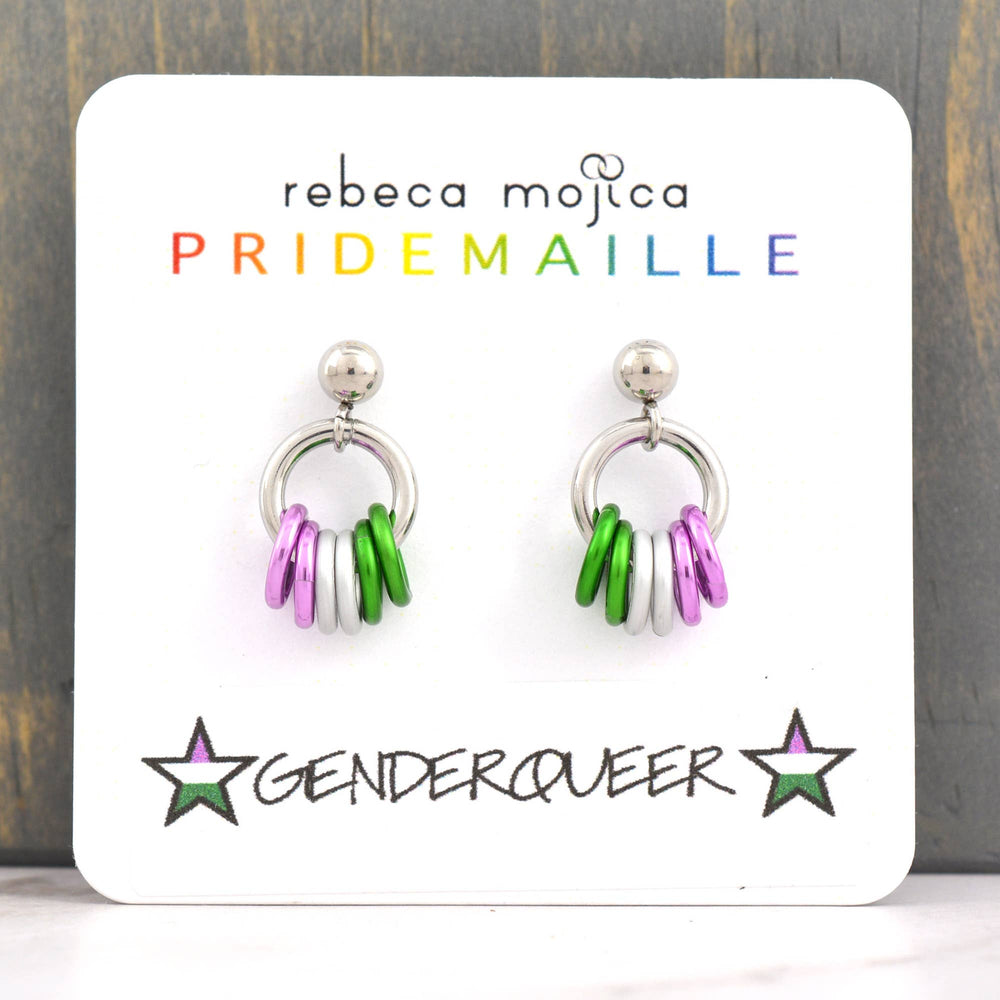 Genderqueer Pride - Tiny Hoop Flag Earring