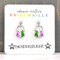 Genderqueer Pride - Tiny Hoop Flag Earring