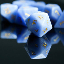 Blue Patterned Agate Gemstone Dice Set