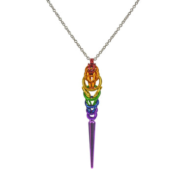 LGBTQ Rainbow Pride - Spike Pendant: LONG (30" seamless chain)