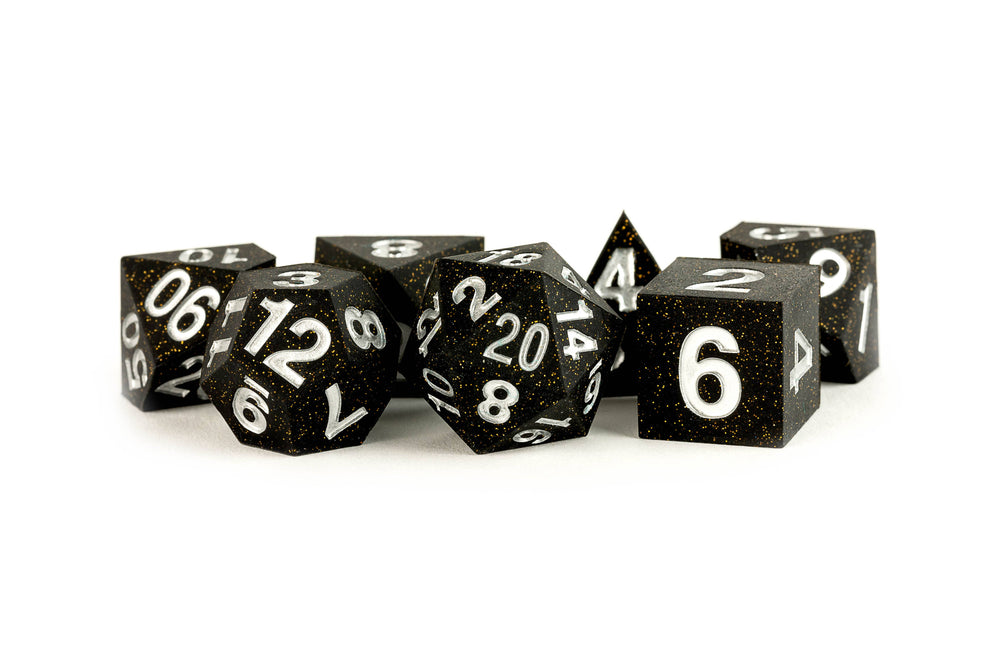 UNIQUE Sharp Edge Silicone Rubber Dice Set: Volcanic Soot