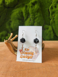 D20 Dice Earrings: Silver Daggers, Color Options | D&D Gift : Purple