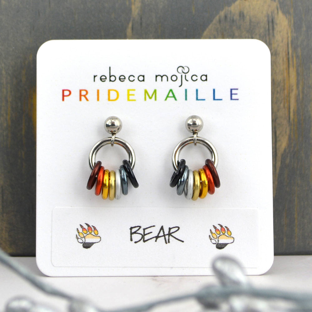 Bear Pride Flag - Tiny Chainmaille Earring