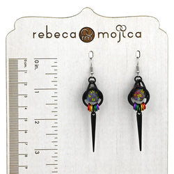 D20 Black Rainbow LGBTQ Pride Spike Dice Earrings: Multi / Black stainless