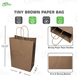 8x4.5x10.25 Tiny Kraft Paper Gift Bags: 250