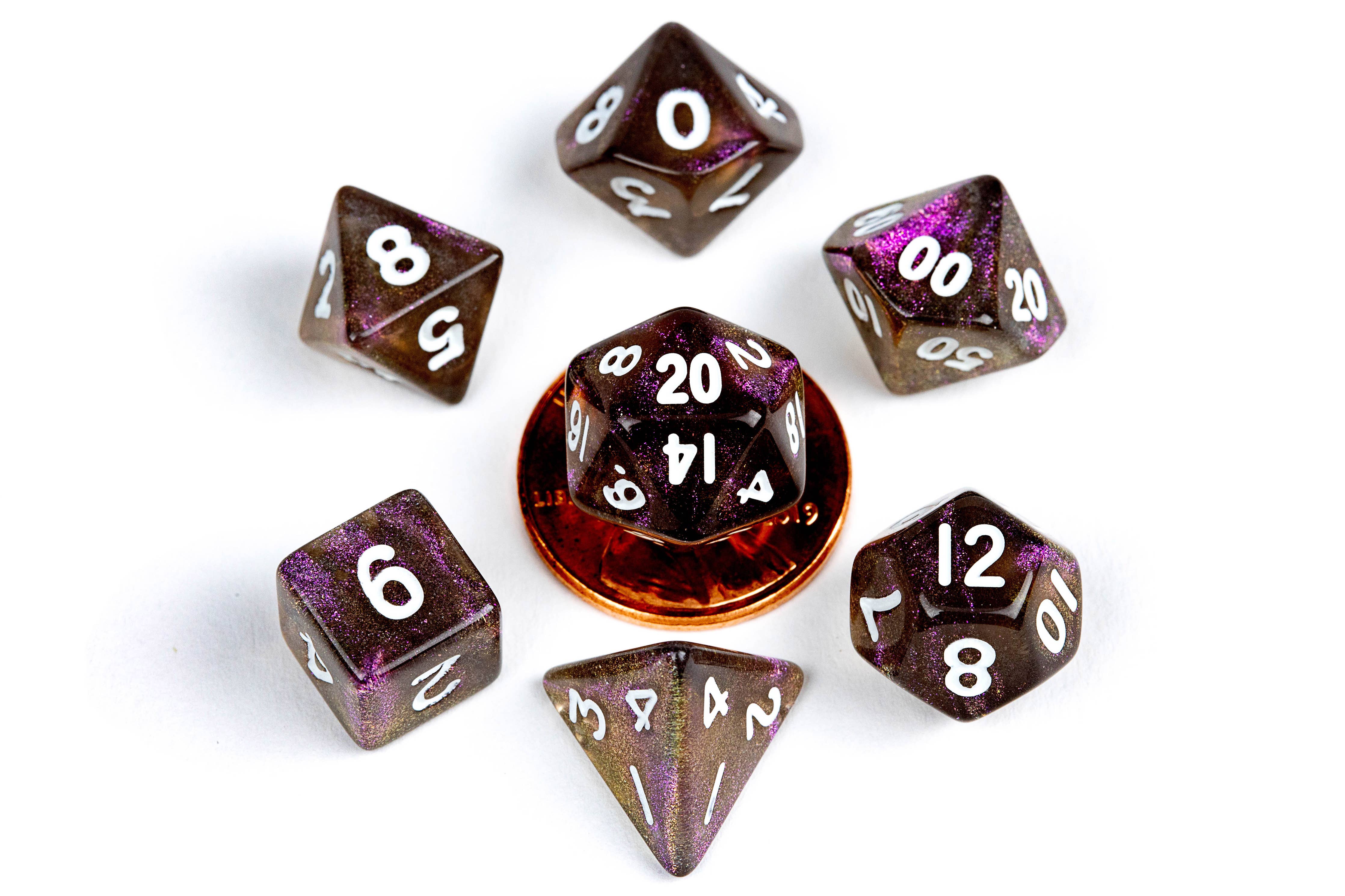 10mm Mini Dice Acrylic Polyhedral Set (24 Options): Stardust Supervolcano