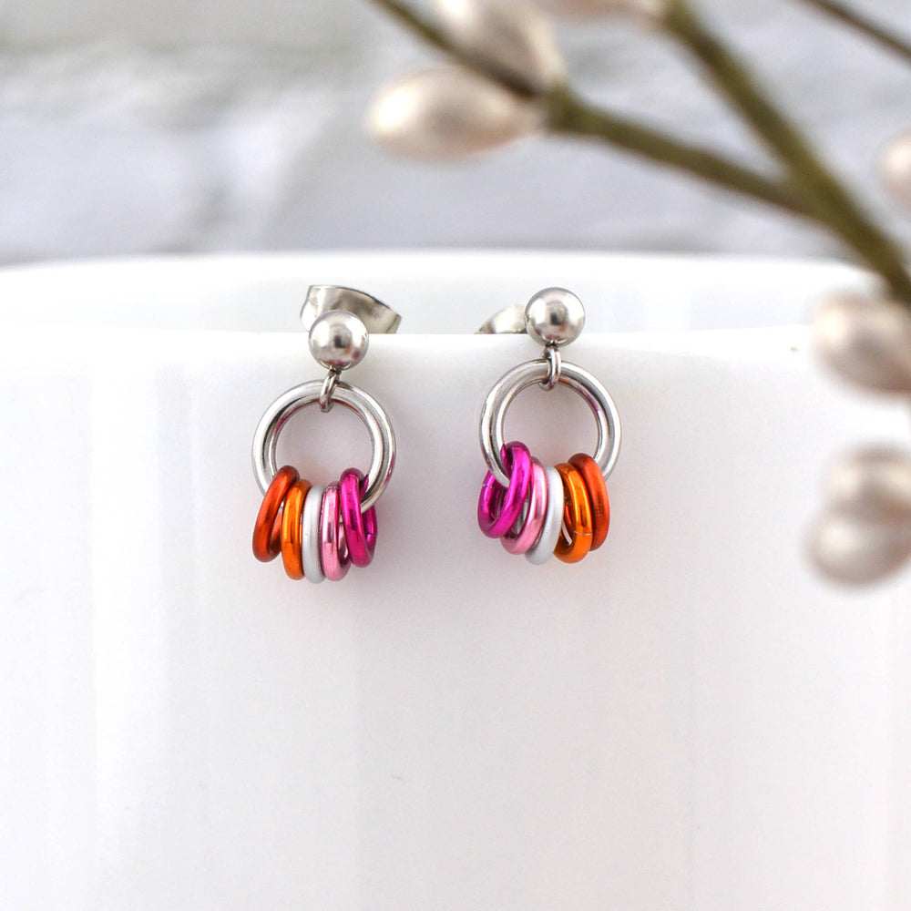 Lesbian Pride - Tiny Hoop Flag Earring