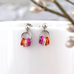 Lesbian Pride - Tiny Hoop Flag Earring