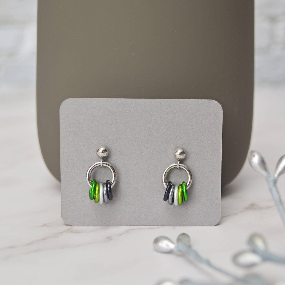 Aromantic Pride Flag - Tiny Chainmaille Earring