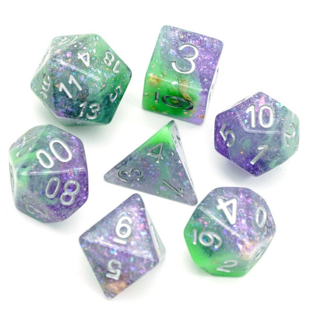 Green & Purple Seabed Treasure Dice Set