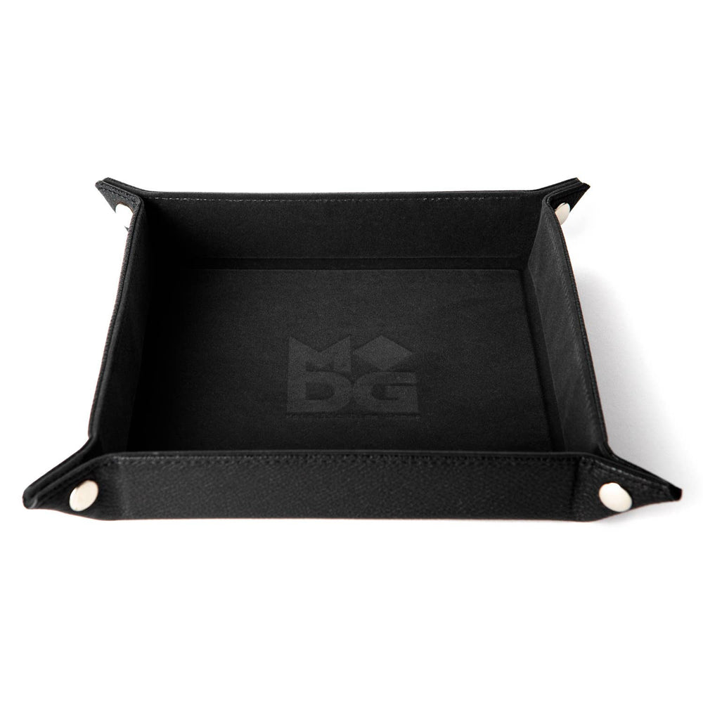 Velvet Folding Dice Tray with Leather Backing (7 Colors): Black