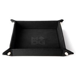 Velvet Folding Dice Tray with Leather Backing (7 Colors): Black