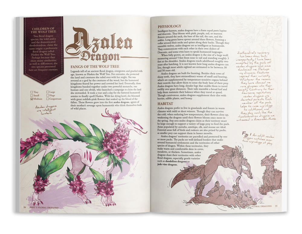 The Field Guide To Floral Dragons: Flower Dragon Bestiary - 5e D&D (Hardcover)