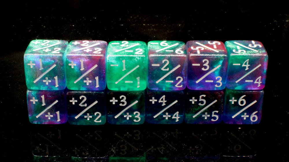 +/- Counter Dice 12ct Set - Galaxy - Cosmic Stardust