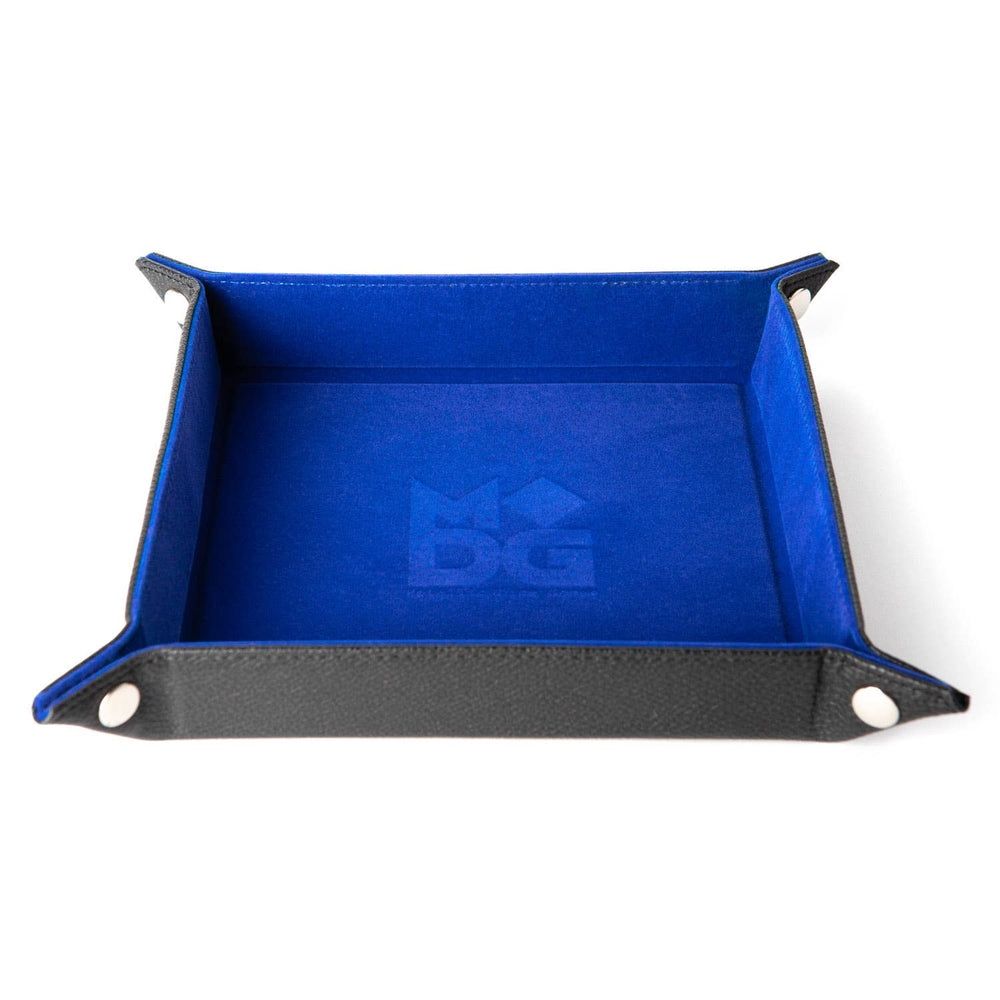 Velvet Folding Dice Tray with Leather Backing (7 Colors): Black