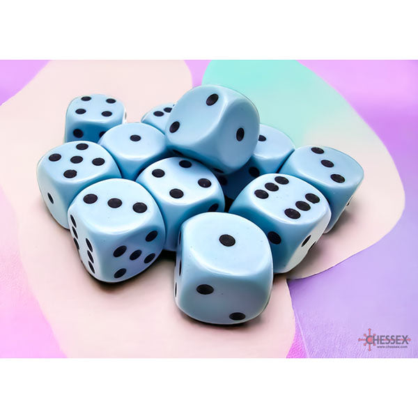 Chessex 16mm d6 (12) Opaque - Pastel Blue/Black