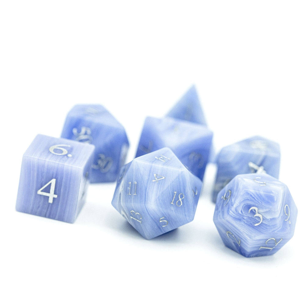 Blue Patterned Agate Gemstone Dice Set