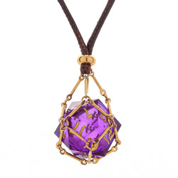 Mysticage Dice Chain Necklace with D20 - Brown Leather Chain