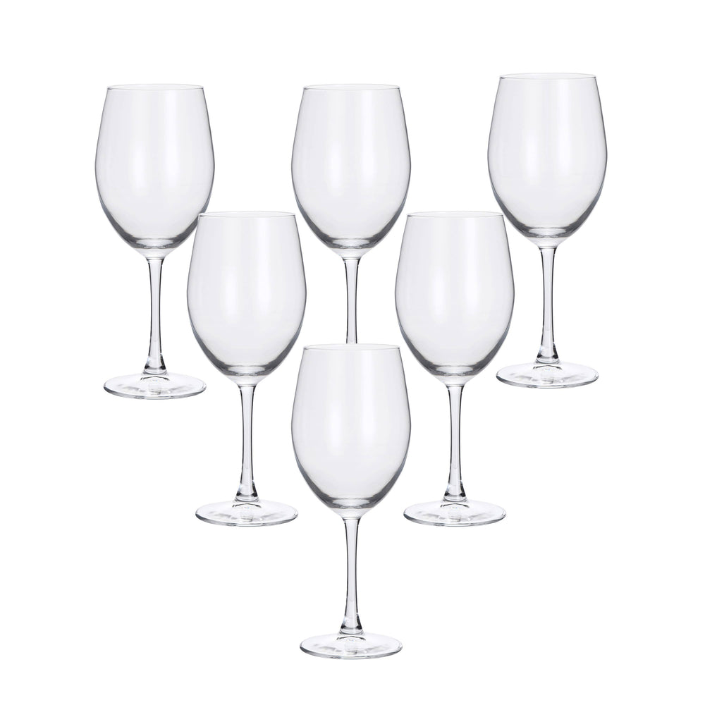Lorren Home Trends White Wine Glasses, Clear Glass, 13 Ounce Capacity, Long Stem Design, Set of 6