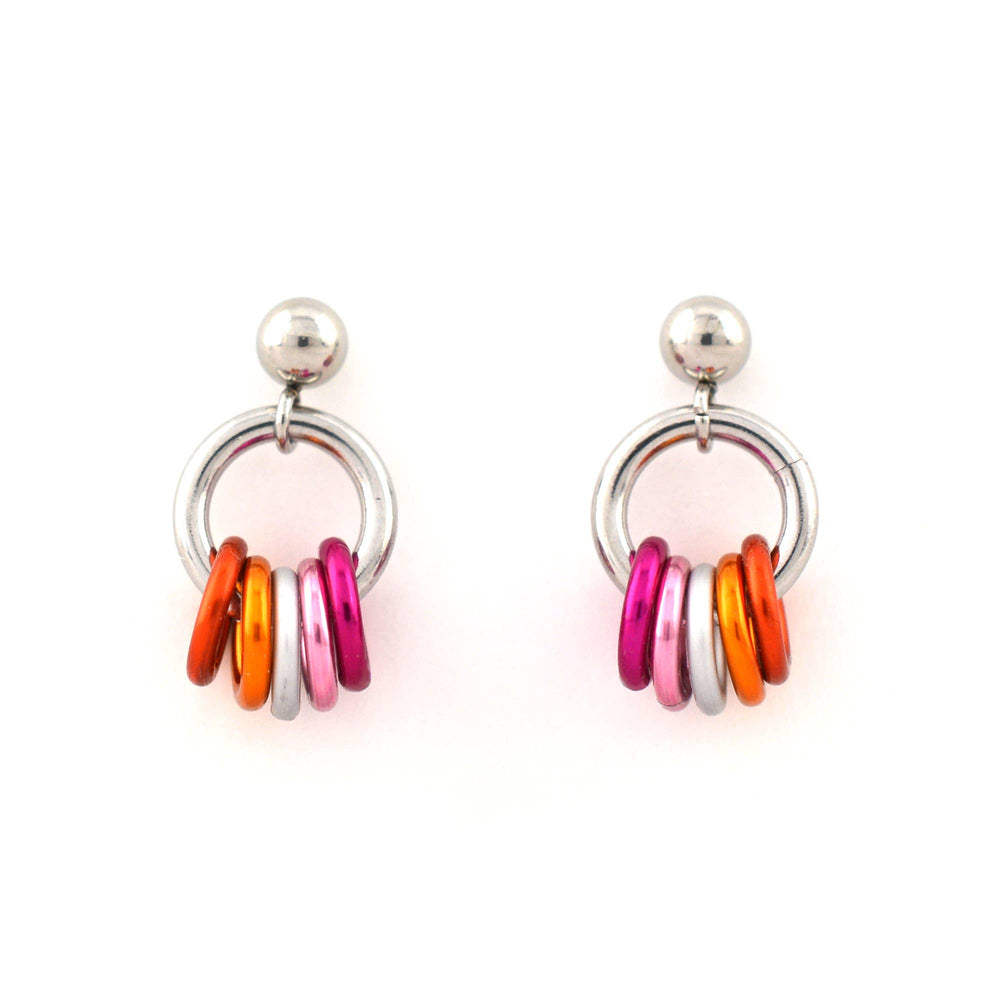 Lesbian Pride - Tiny Hoop Flag Earring