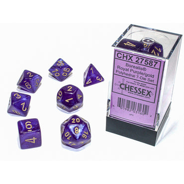 Chessex 7-Die Set Borealis Luminary - Royal Purple/Gold
