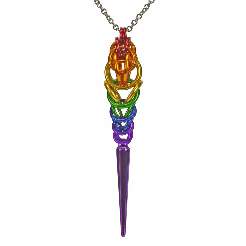 LGBTQ Rainbow Pride - Spike Pendant: LONG (30" seamless chain)