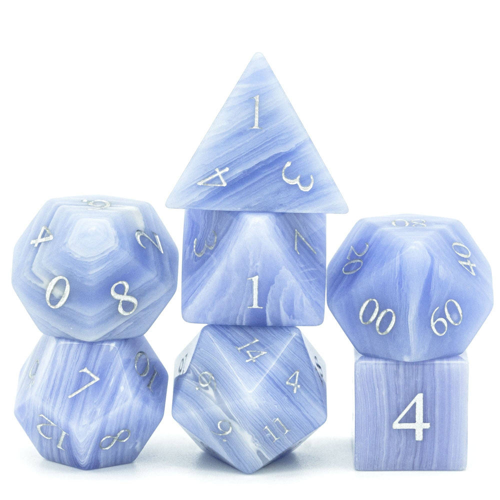 Blue Patterned Agate Gemstone Dice Set