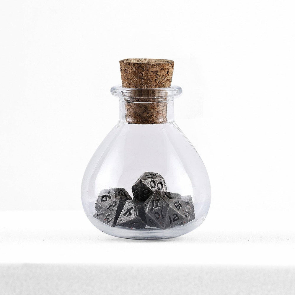 Unseelie Mini Metal RPG Dice Set  - Ancient Silver