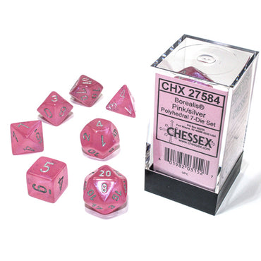 Chessex 7-Die Set Borealis Luminary - Pink/Silver