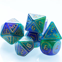 Cybernated Purple & Green RPG Dice Set - XLarge