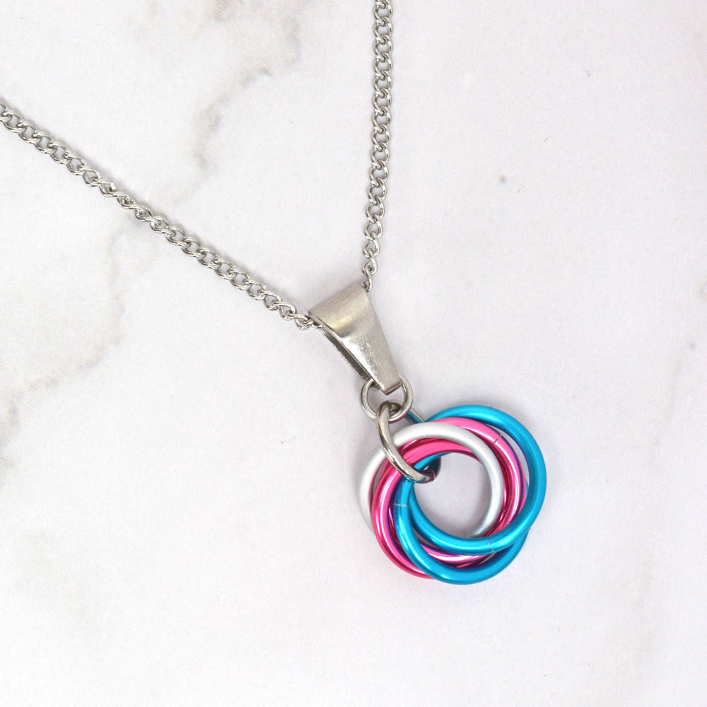 Transgender Pride Pendant - Small Swirl: Light
