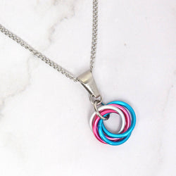 Transgender Pride Pendant - Small Swirl: Light