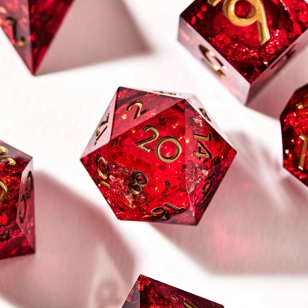 Red Envelope Liquid Core 7-Piece Dice Set