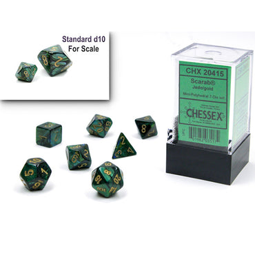 Chessex 7-Die Set Mini Scarab - Jade/Gold