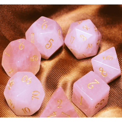 Pink Cat Eye Gemstone Dice Set